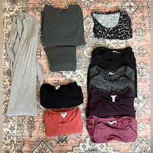 MATERNITY / NURSING FRIENDLY clothing lot size small black neutral pink tops